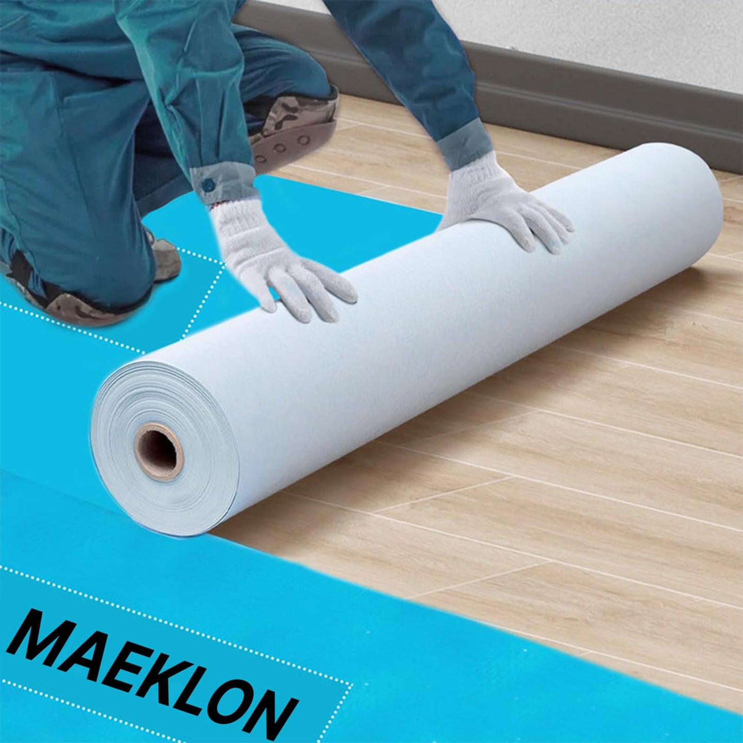 Maeklon 40" x 168' Temporary Floor Protection, 560 sq.ft Coverage, Easily Applied, Shields Hardwood, Tile & Hard Surfaces, Ideal for Renovation, Painting & Construction Projects, Blue.