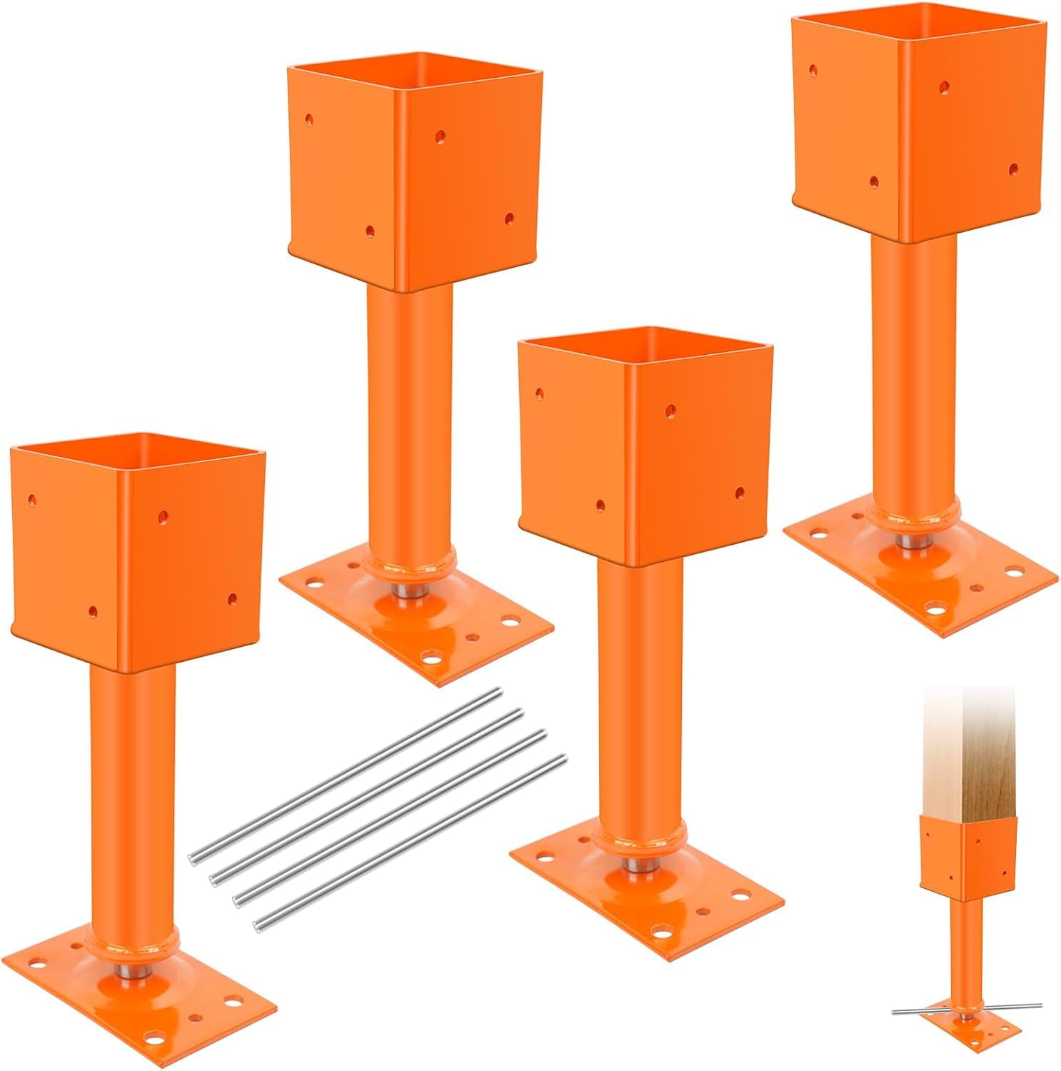 Maeklon 4 Pack Screw Jack Post, 4" x 4" Adjustable Shore Jack, 24000 Lbs Max Load Capacity, Adjustable House Floor Jacks for Leveling