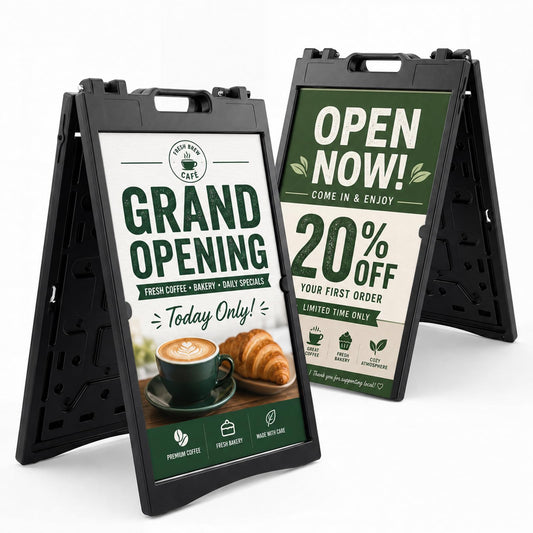 Maeklon 2 Pack 24” x 36” A Frame Sign Board, Portable Folding Sidewalk Sign Stand | Double Sided Sandwich Sign Board with Portable A Frame Design, Ideal for Business, Events, Menus and Outdoor Displays