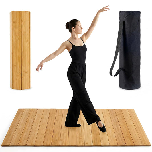Portable Tap Dance Floor 47.4 x 23.6 Inch, Foldable Bamboo Board | Cushioned non-slip base supports tap, jazz and ballet practice at home, in studios or outdoors with easy folding storage