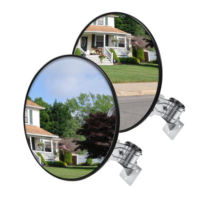 Maeklon 2 PCS 30" Convex Traffic Mirror, Curved Safety Traffic Road Driveway Mirror for Outdoor and Indoor, Driveway Security Mirrors for Garage, Retail Stores, Warehouses