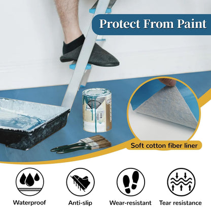 Maeklon 40" x 168' Temporary Floor Protection, 560 sq.ft Coverage, Easily Applied, Shields Hardwood, Tile & Hard Surfaces, Ideal for Renovation, Painting & Construction Projects, Blue.
