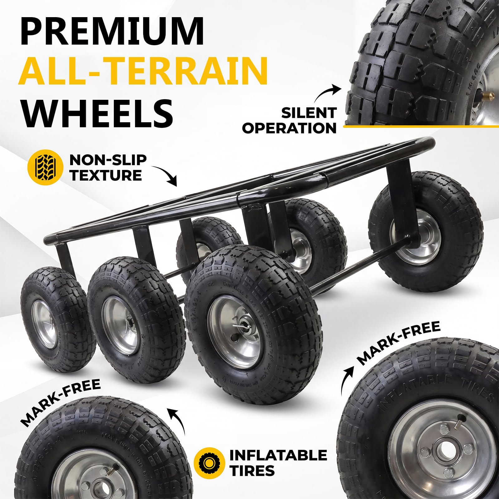 Maeklon 6 Wheel All Terrain Dolly, 800 Lbs Capacity Wheel Dolly, 36.6"×11.8" Heavy Duty Vehicle Dollies for Moving Cars, Trailers, SUV, Motorcycles and Boats