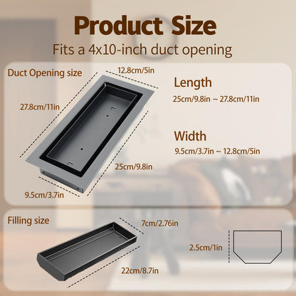 Maeklon 4 Pack 4x10 inch Heavy Duty Steel Floor Vent Covers, Modern Drop-in Floor Register for Tile, Wood and Other Flooring Inserts, Black