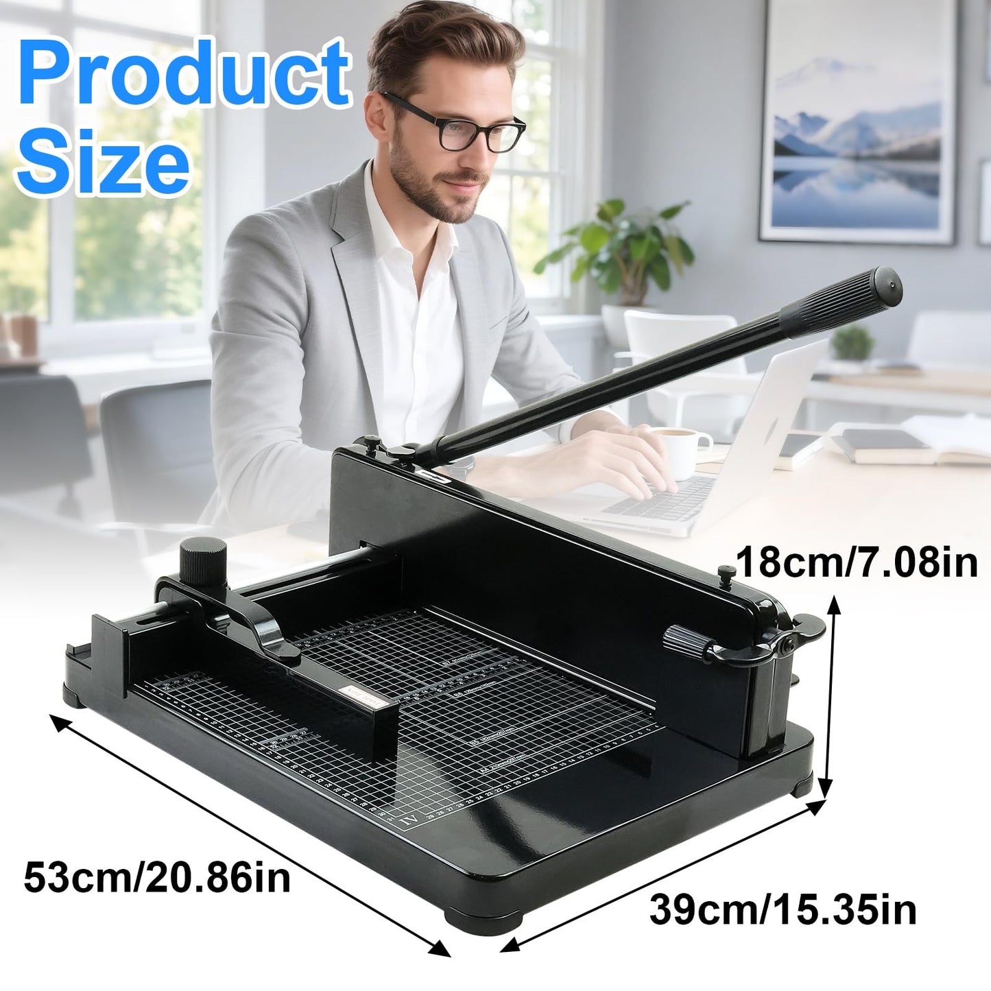 Maeklon 12" Heavy Duty Guillotine Paper Cutter, 400 Sheet Capacity Paper Cutter for A4 Paper, Steel Construction Stack Paper Trimmer for Office, Picture Shop and Home, Black