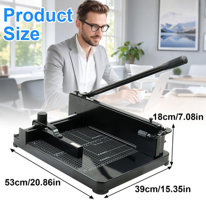 Maeklon 12" Heavy Duty Guillotine Paper Cutter, 400 Sheet Capacity Paper Cutter for A4 Paper, Steel Construction Stack Paper Trimmer for Office, Picture Shop and Home, Black