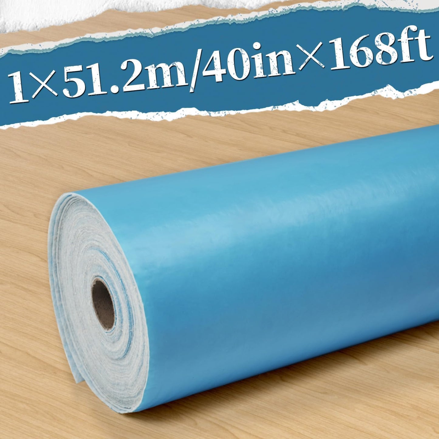 Maeklon 40" x 168' Temporary Floor Protection, 560 sq.ft Coverage, Easily Applied, Shields Hardwood, Tile & Hard Surfaces, Ideal for Renovation, Painting & Construction Projects, Blue.