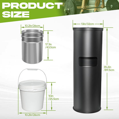 Stainless Steel Floor Wet Gym Wipe Dispenser with Built-in Trash Can | 7-Gallon 35.2 in Floor Stand Wipes Holder With Built-In Trash Bin For Gym, School, Office, Home, And Commercial Use