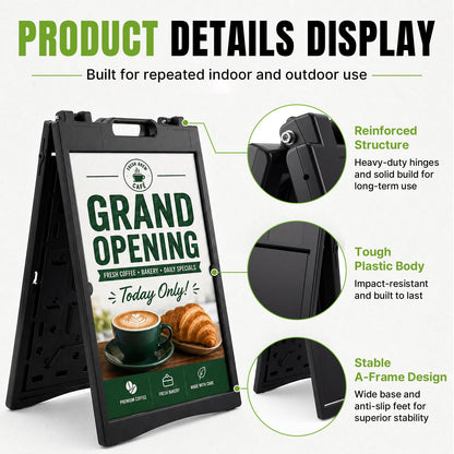 Maeklon 2 Pack 24” x 36” A Frame Sign Board, Portable Folding Sidewalk Sign Stand | Double Sided Sandwich Sign Board with Portable A Frame Design, Ideal for Business, Events, Menus and Outdoor Displays