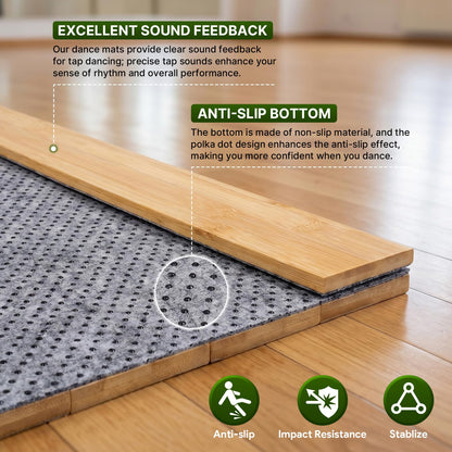 Portable Tap Dance Floor 47.4 x 23.6 Inch, Foldable Bamboo Board | Cushioned non-slip base supports tap, jazz and ballet practice at home, in studios or outdoors with easy folding storage