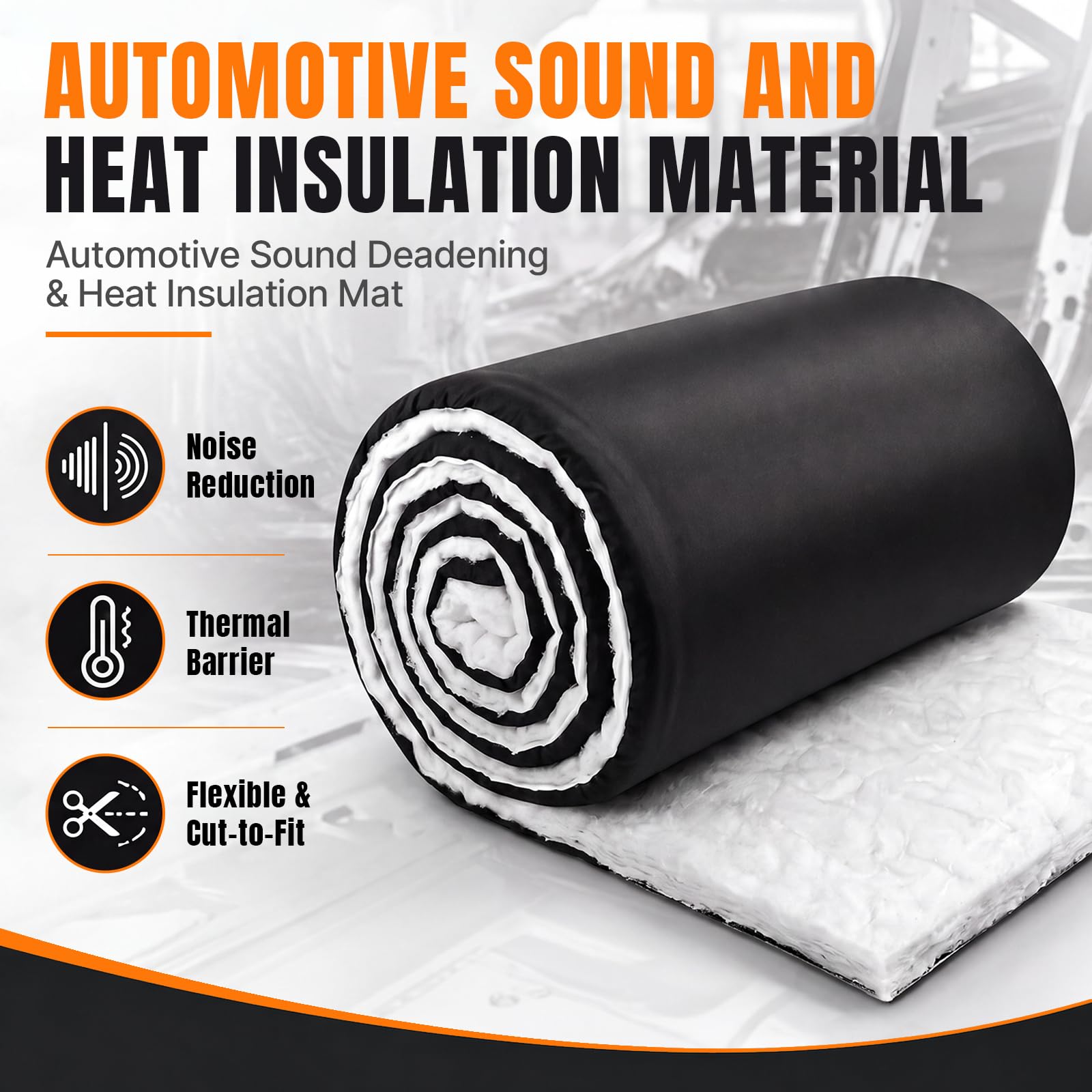 Maeklon Automotive Insulation Roll, 1.65 Inch Thick Van Camper Sound Insulation | 5 x 30 FT Thermal Insulation Roll for RV, Camper Van and Vehicle Heat Reduction with Acoustic Sound Insulation Material