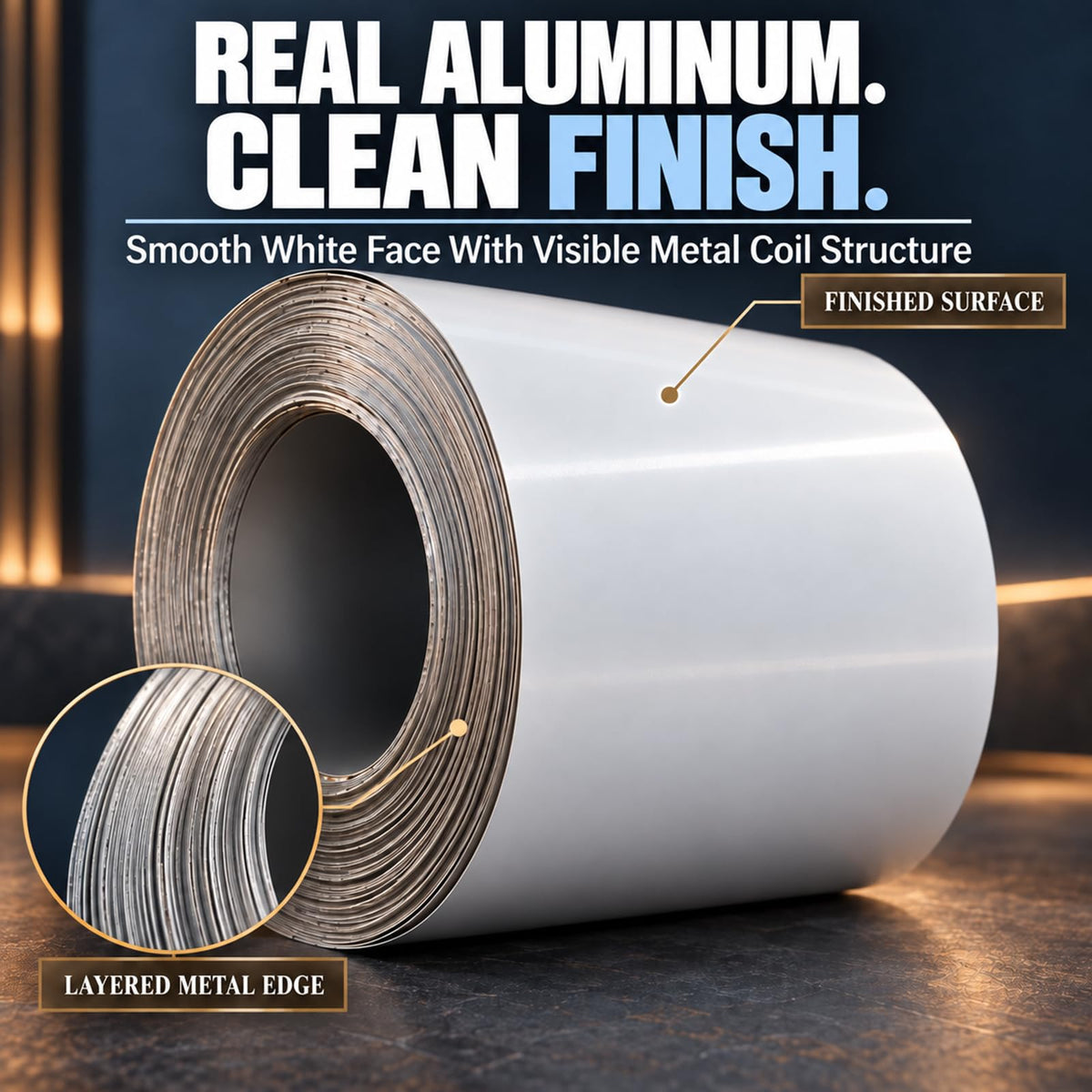 Maeklon 24 in x 50 ft Aluminum Trim Coil Roll White Smooth Sheet, 0.016 Inch Aluminum Coil Roll with Smooth White Finish for Window, Door, Roof Eave and Exterior Trim Projects