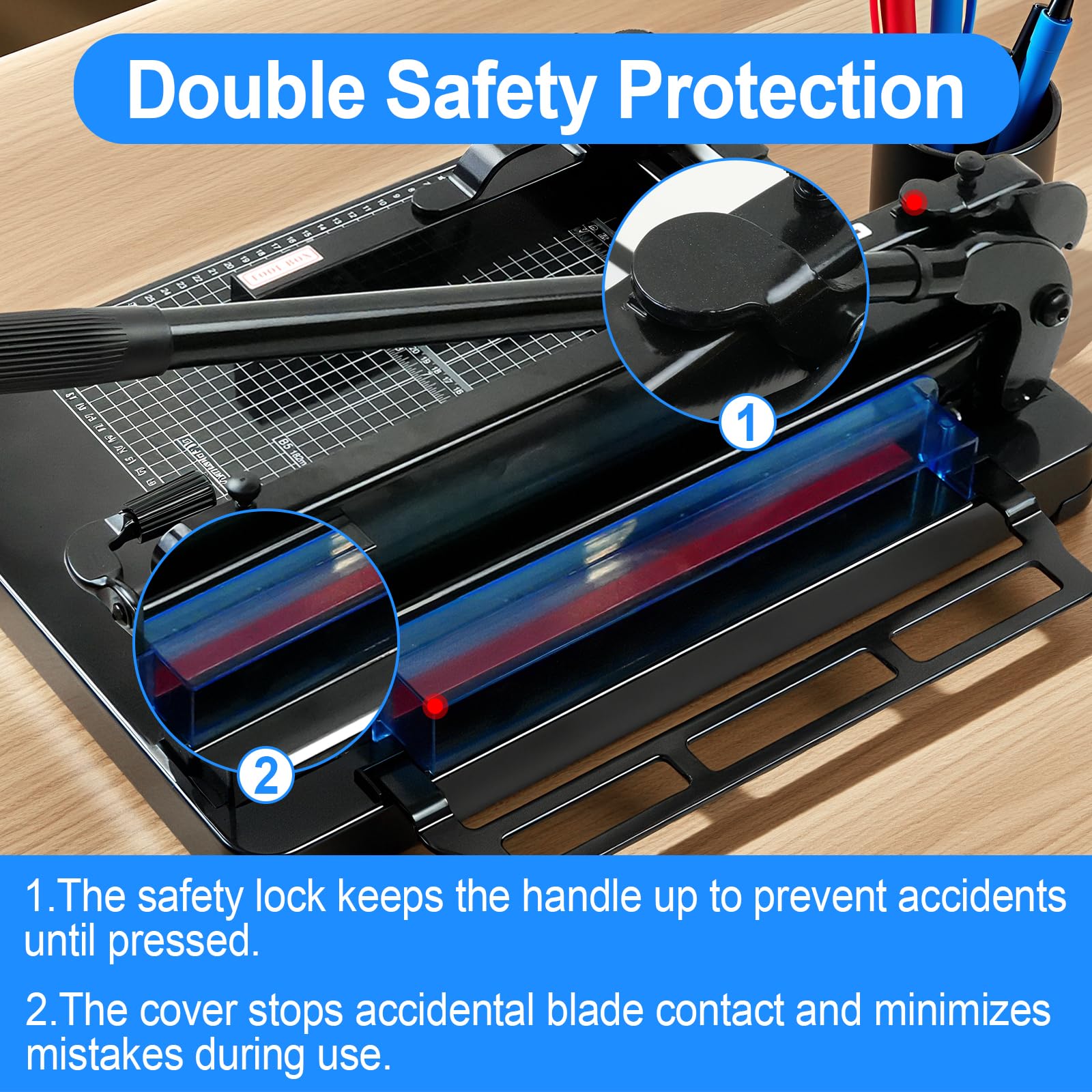 Maeklon 12" Heavy Duty Guillotine Paper Cutter, 400 Sheet Capacity Paper Cutter for A4 Paper, Steel Construction Stack Paper Trimmer for Office, Picture Shop and Home, Black