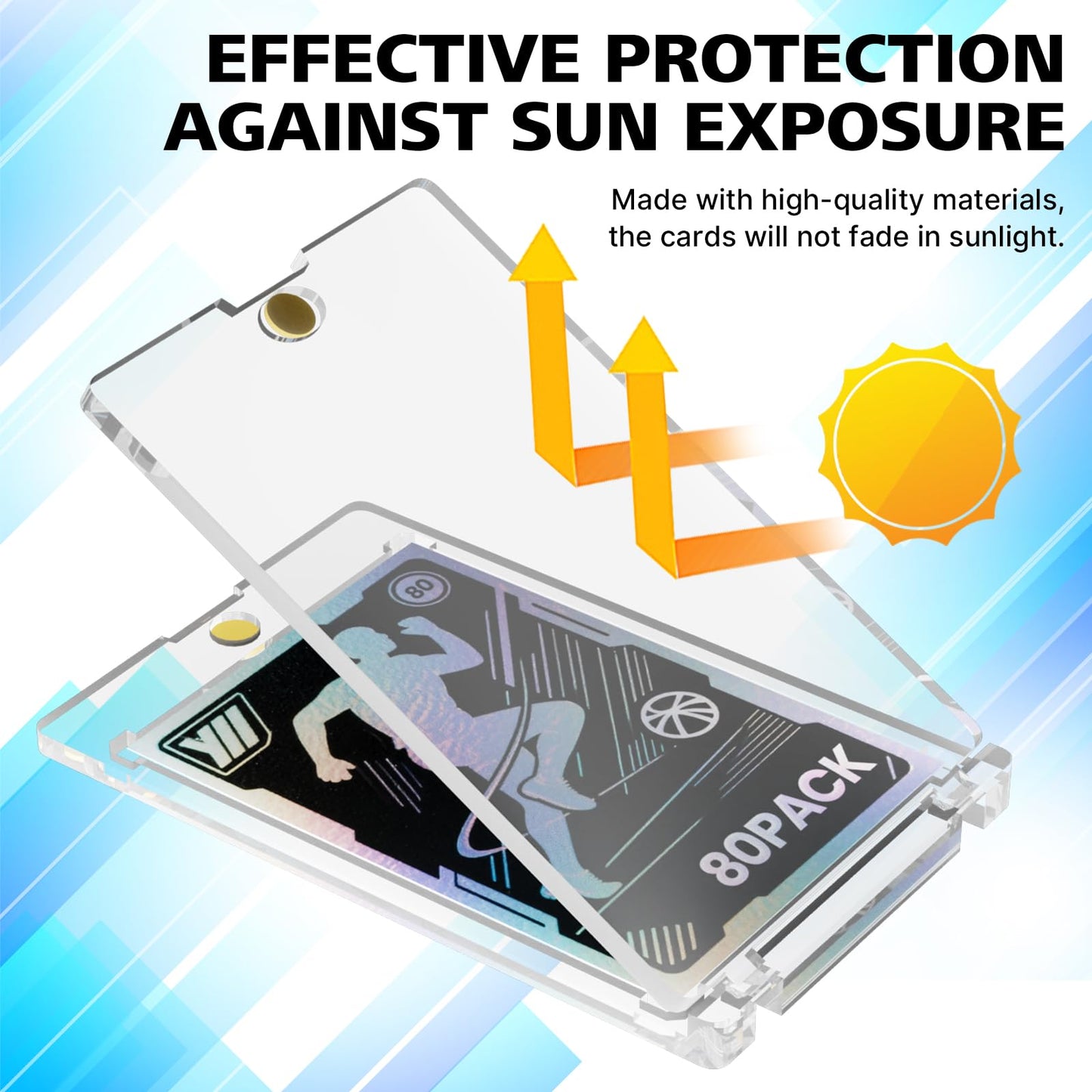 Maeklon 80 Pcs 130 Pt Acrylic Magnetic Card Holders, 2.5" x 3.5" One Touch Card Holder, Transparent Magnetic Case, for Cards Collect, Storage and Display