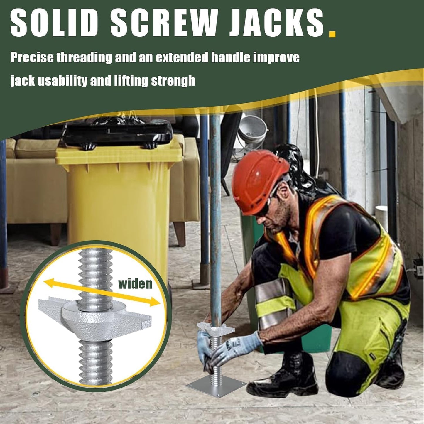 Maeklon 4 Pack 24" Screw Scaffolding Jack, Adjustable Scaffold Leveling Jacks, Carbon Steel Screw Jacks Stands with 4.7" Base Plate for Baker Style Scaffolding