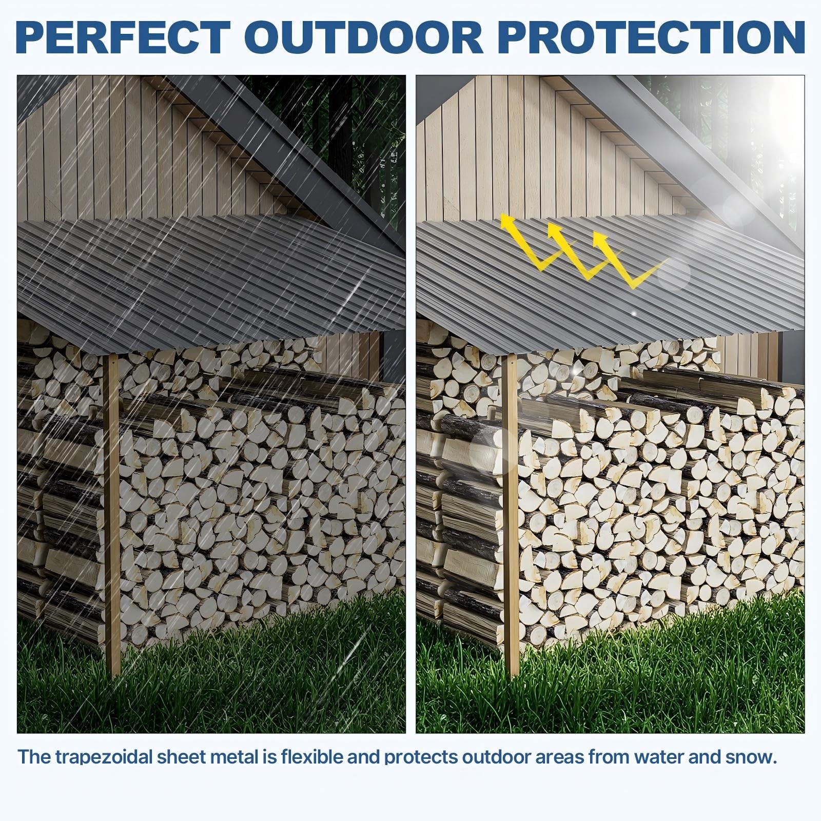 Maeklon 25PCS Metal Roof Panels, 17.7"×61" 193 ft² Corrugated Roofing Panels, 5.1Ft Galvanized Metal Siding Panels with 250 Screws and Glove, for Garages, Sheds, Stables, Carport, Grey