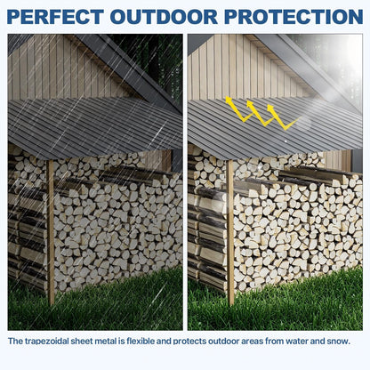 Maeklon 25PCS Metal Roof Panels, 17.7"×61" 193 ft² Corrugated Roofing Panels, 5.1Ft Galvanized Metal Siding Panels with 250 Screws and Glove, for Garages, Sheds, Stables, Carport, Grey