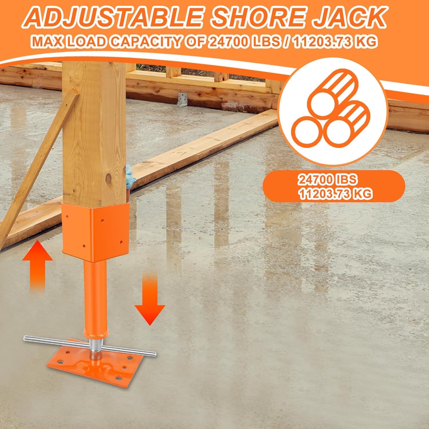 Maeklon 4 Pack Screw Jack Post, 4" x 4" Adjustable Shore Jack, 24000 Lbs Max Load Capacity, Adjustable House Floor Jacks for Leveling