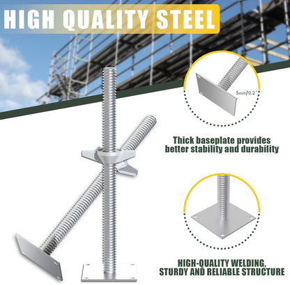 Maeklon 4 Pack 24" Screw Scaffolding Jack, Adjustable Scaffold Leveling Jacks, Carbon Steel Screw Jacks Stands with 4.7" Base Plate for Baker Style Scaffolding