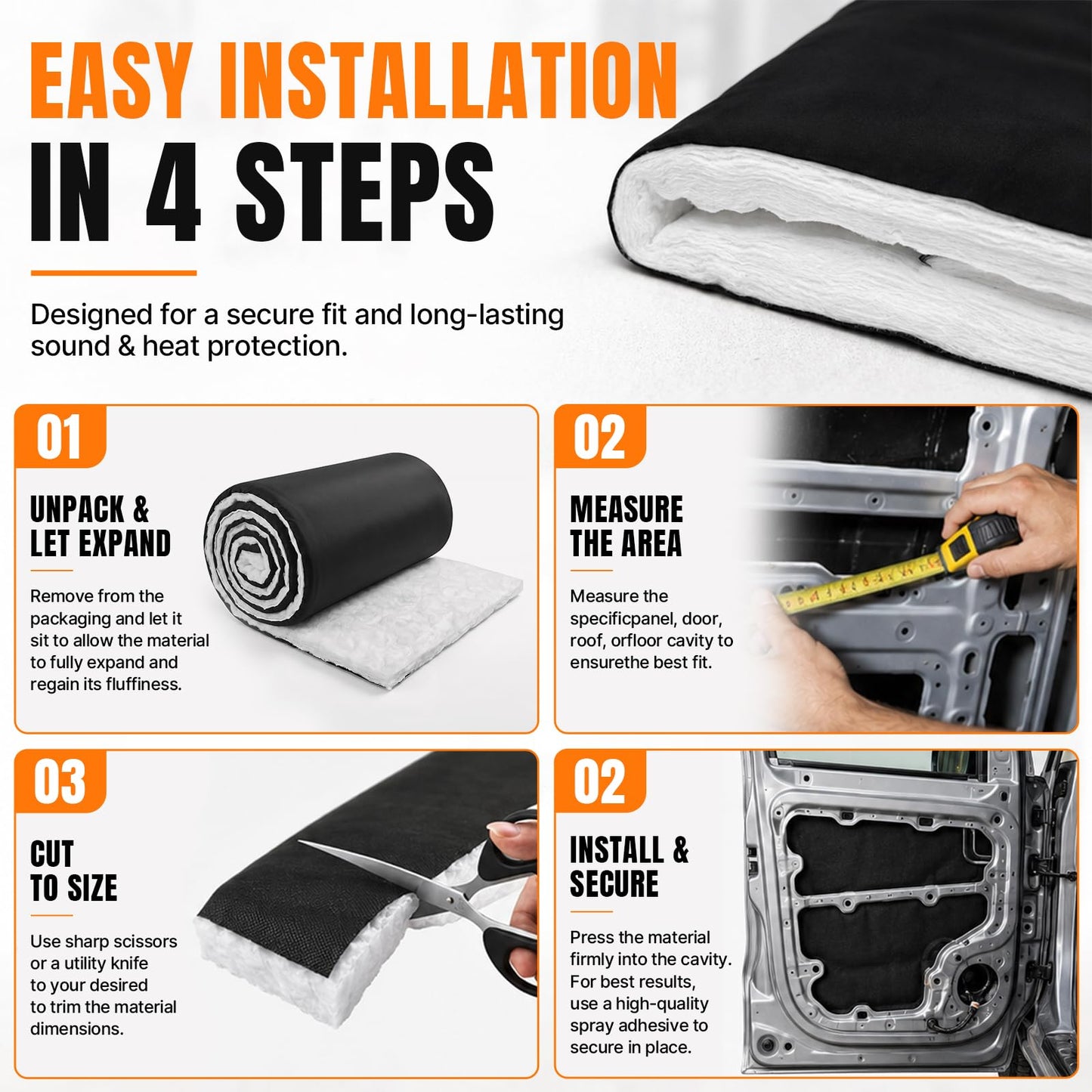 Maeklon Automotive Insulation Roll, 1.65 Inch Thick Van Camper Sound Insulation | 5 x 30 FT Thermal Insulation Roll for RV, Camper Van and Vehicle Heat Reduction with Acoustic Sound Insulation Material