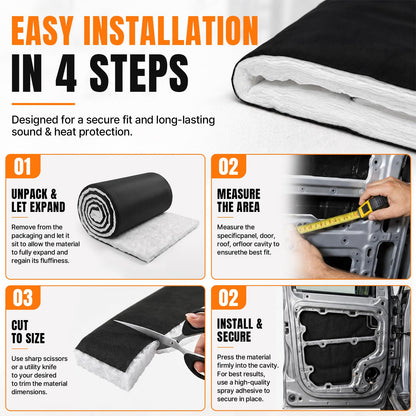 Maeklon Automotive Insulation Roll, 1.65 Inch Thick Van Camper Sound Insulation | 5 x 30 FT Thermal Insulation Roll for RV, Camper Van and Vehicle Heat Reduction with Acoustic Sound Insulation Material