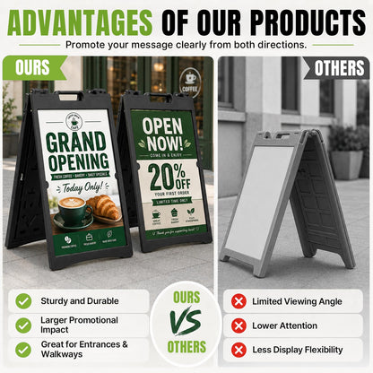 Maeklon 2 Pack 24” x 36” A Frame Sign Board, Portable Folding Sidewalk Sign Stand | Double Sided Sandwich Sign Board with Portable A Frame Design, Ideal for Business, Events, Menus and Outdoor Displays