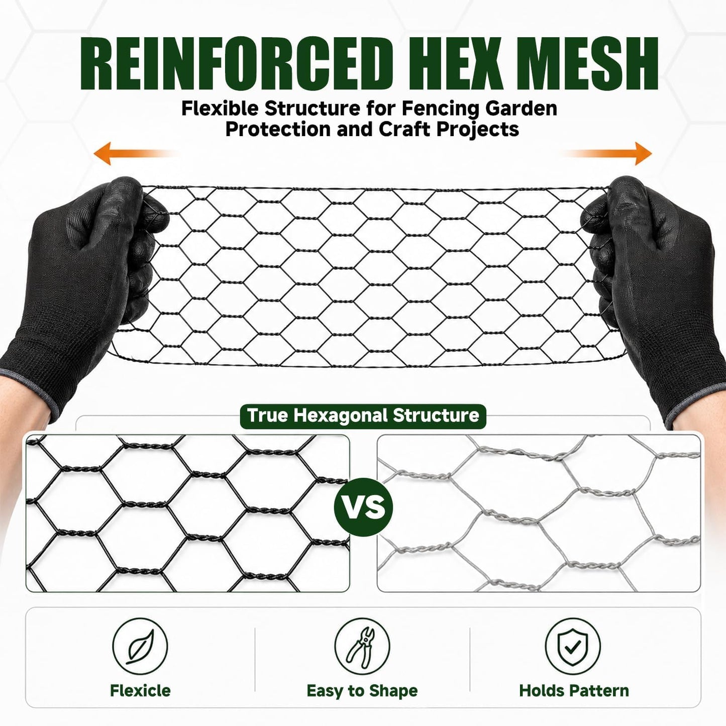 Chicken Wire 48 in x 150 ft, 19 Gauge Poultry Netting, 1 inch Wire Fencing | 0.9 mm Wire Diameter Durable Chicken Wire Fencing, Hexagonal Galvanized Poultry Netting for Chicken/Coop/DIY Projects, Black
