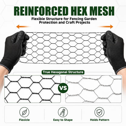 Chicken Wire 48 in x 150 ft, 19 Gauge Poultry Netting, 1 inch Wire Fencing | 0.9 mm Wire Diameter Durable Chicken Wire Fencing, Hexagonal Galvanized Poultry Netting for Chicken/Coop/DIY Projects, Black