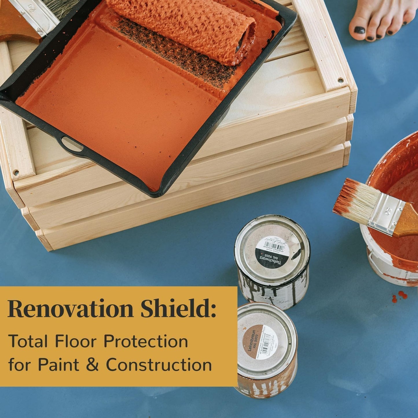 Maeklon 40" x 168' Temporary Floor Protection, 560 sq.ft Coverage, Easily Applied, Shields Hardwood, Tile & Hard Surfaces, Ideal for Renovation, Painting & Construction Projects, Blue.