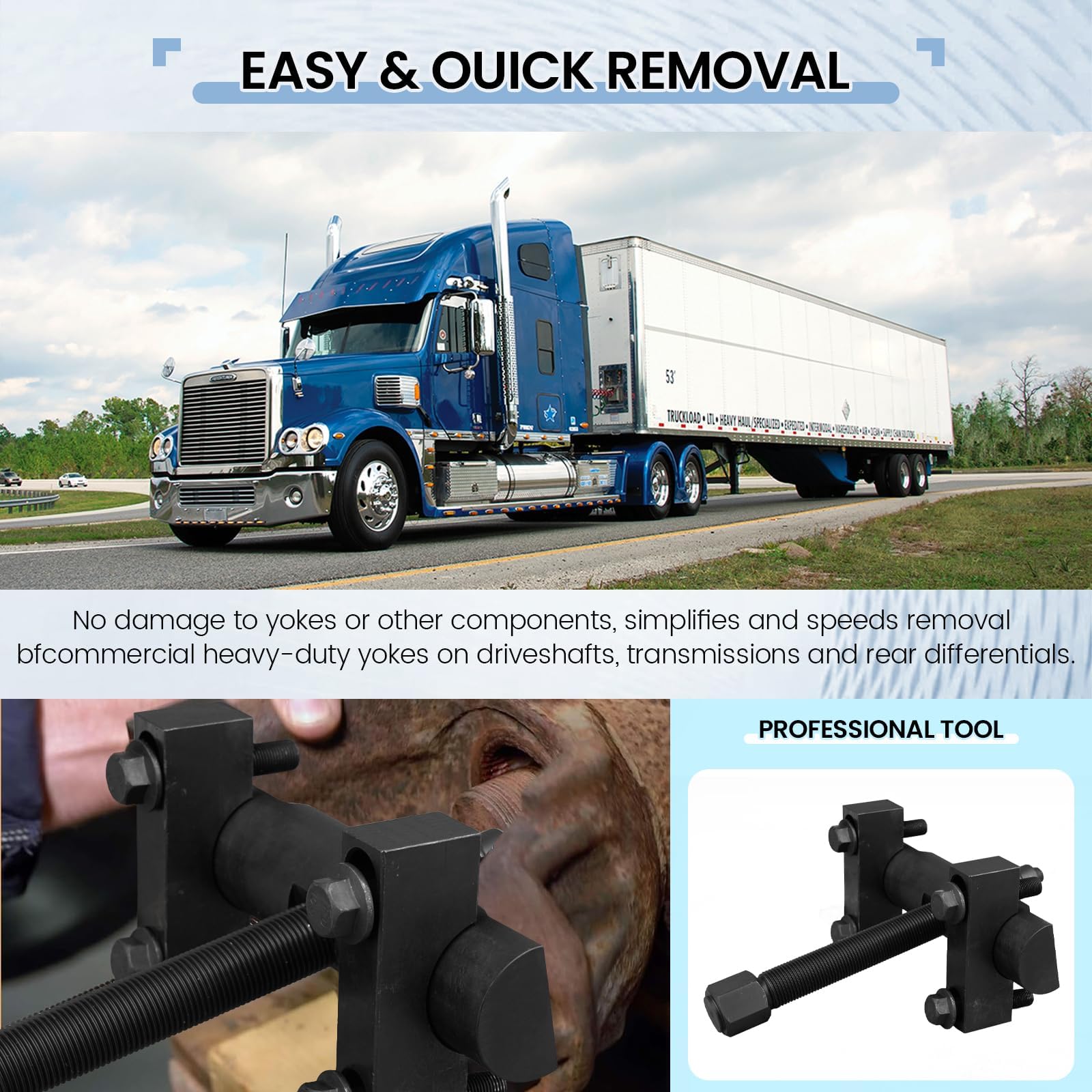 Maeklon 10803 Heavy-Duty Yoke Puller, 60050 Yoke Removal Tool Kit Made for Commercial Trucks and Semi Truck, Multi Purpose Bearing Removal Tool for Class 6-8 Trucks