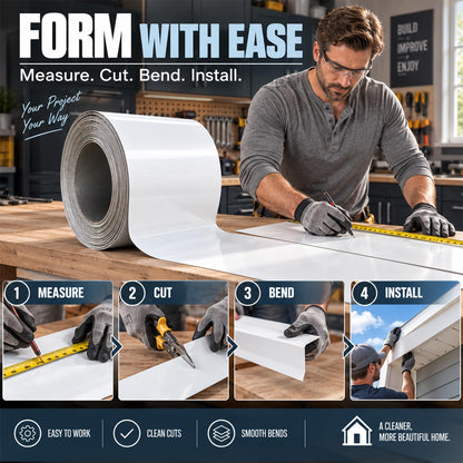 Maeklon 24 in x 50 ft Aluminum Trim Coil Roll White Smooth Sheet, 0.016 Inch Aluminum Coil Roll with Smooth White Finish for Window, Door, Roof Eave and Exterior Trim Projects
