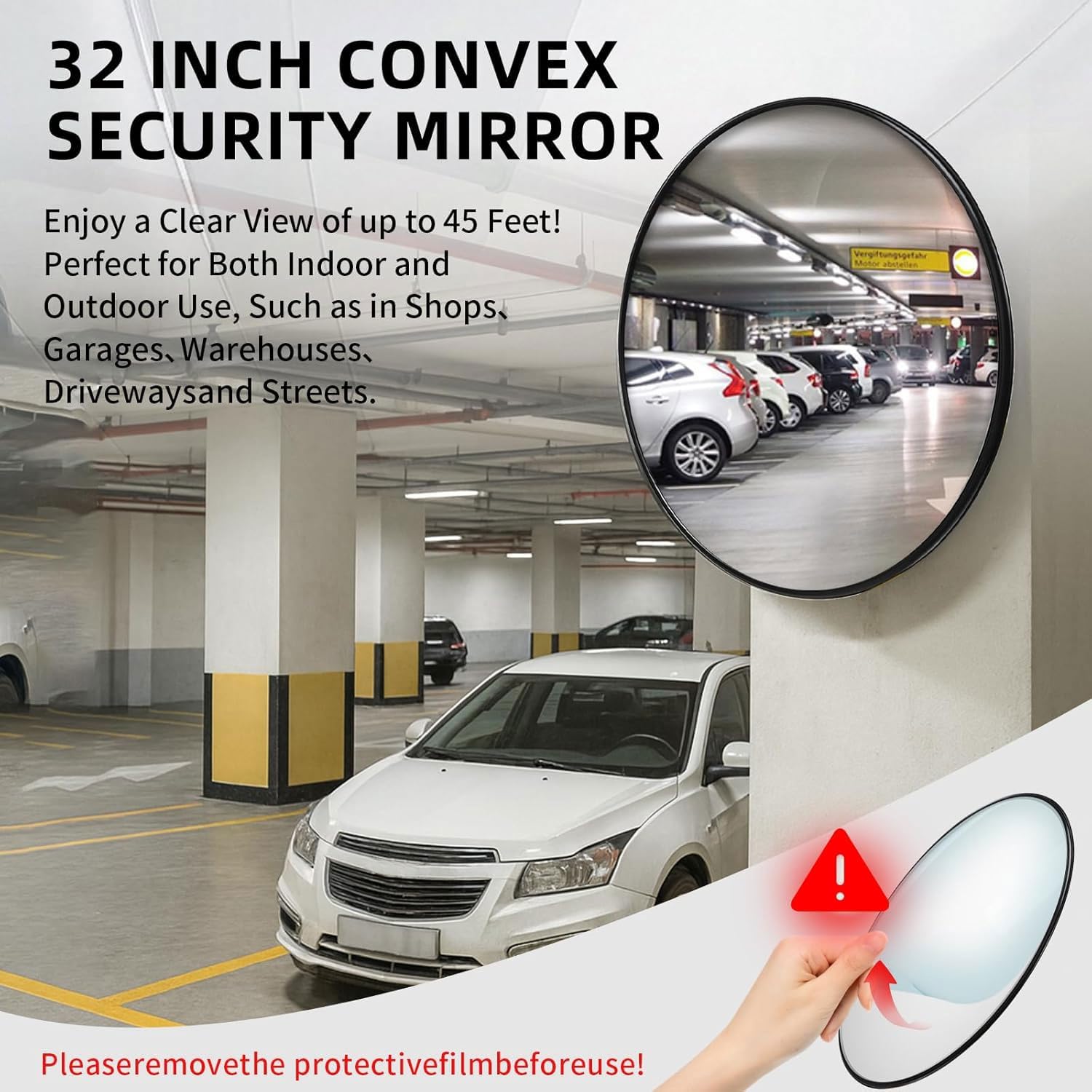 Maeklon 2 PCS 30" Convex Traffic Mirror, Curved Safety Traffic Road Driveway Mirror for Outdoor and Indoor, Driveway Security Mirrors for Garage, Retail Stores, Warehouses