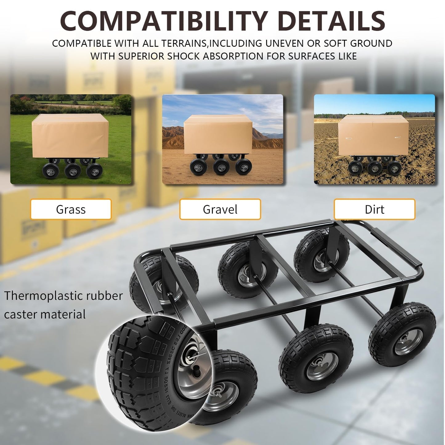 Maeklon 6 Wheel All Terrain Dolly, 800 Lbs Capacity Wheel Dolly, 36.6"×11.8" Heavy Duty Vehicle Dollies for Moving Cars, Trailers, SUV, Motorcycles and Boats