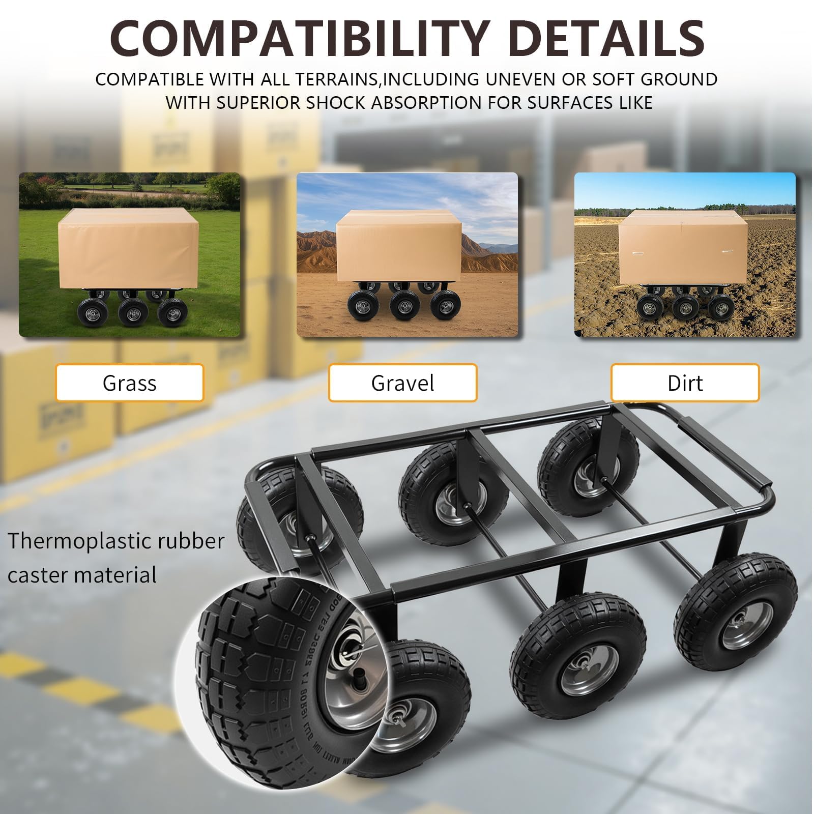 Maeklon 6 Wheel All Terrain Dolly, 800 Lbs Capacity Wheel Dolly, 36.6"×11.8" Heavy Duty Vehicle Dollies for Moving Cars, Trailers, SUV, Motorcycles and Boats