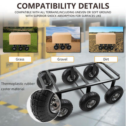 Maeklon 6 Wheel All Terrain Dolly, 800 Lbs Capacity Wheel Dolly, 36.6"×11.8" Heavy Duty Vehicle Dollies for Moving Cars, Trailers, SUV, Motorcycles and Boats