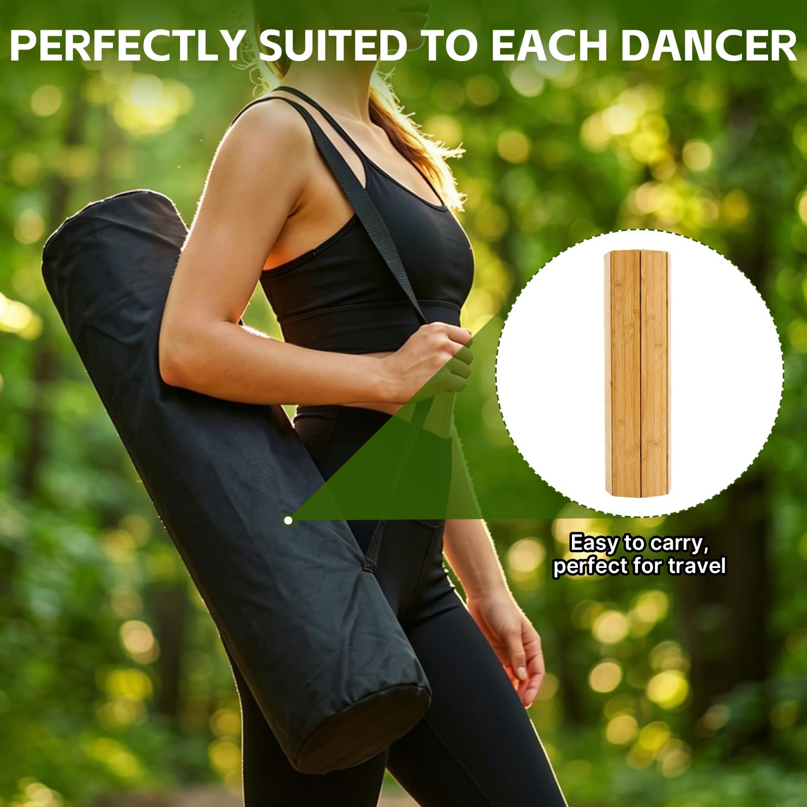 Portable Tap Dance Floor 47.4 x 23.6 Inch, Foldable Bamboo Board | Cushioned non-slip base supports tap, jazz and ballet practice at home, in studios or outdoors with easy folding storage