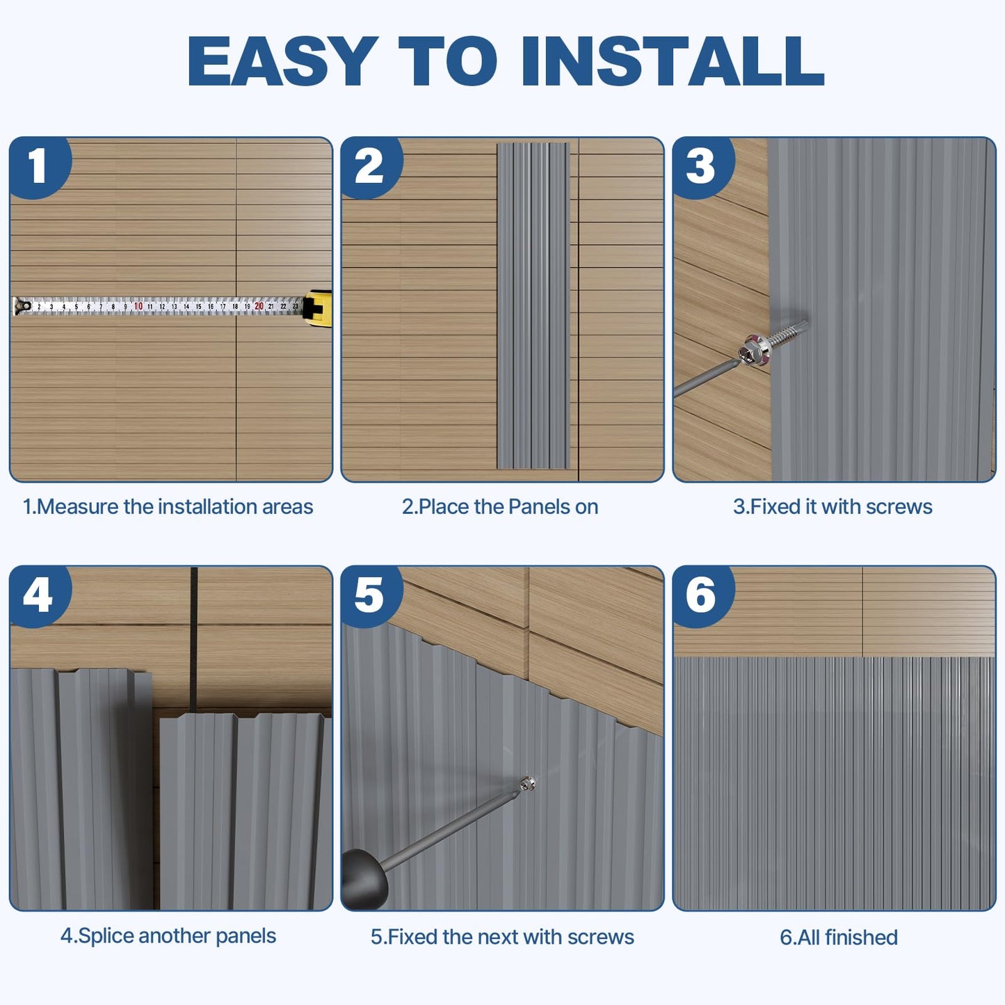 Maeklon 25PCS Metal Roof Panels, 17.7"×61" 193 ft² Corrugated Roofing Panels, 5.1Ft Galvanized Metal Siding Panels with 250 Screws and Glove, for Garages, Sheds, Stables, Carport, Grey