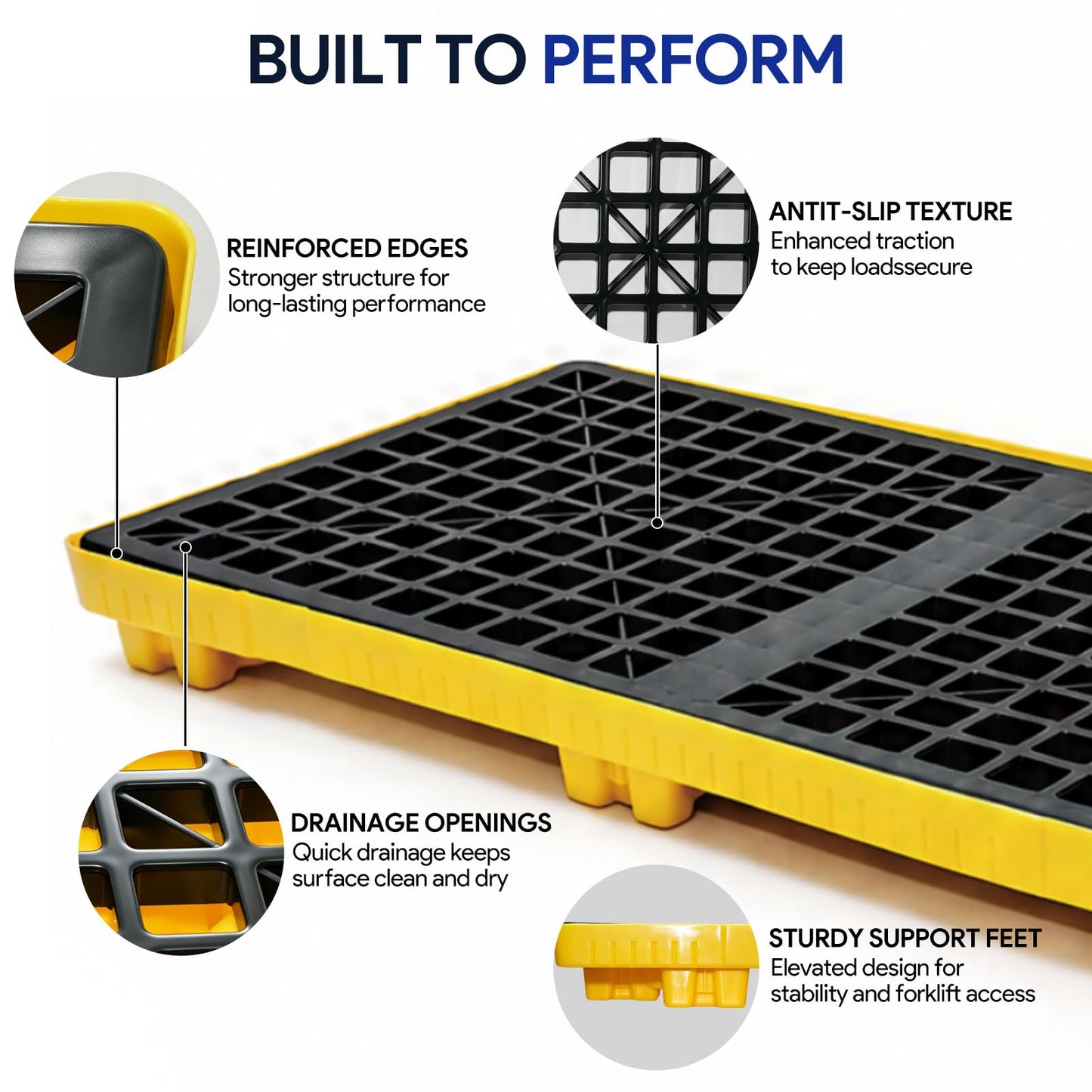 2 Drum Spill Containment Pallet (48 X 24 X 4 in) | Secondary Containment Platform with Forklift Pockets