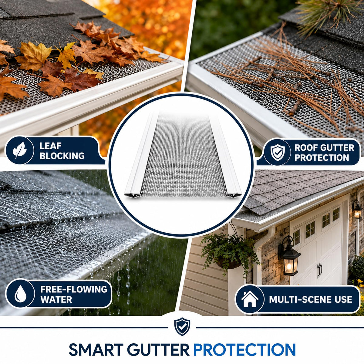 Maeklon 24 Pack Gutter Guard Kit, 5.79" x 48.43" Panels Micro Mesh Gutter Guard, Gutter Guard Kit with 0.6mm Micro Mesh and Aluminum Frame, Designed for Leaf Debris Control and Rainwater Flow for Home Use