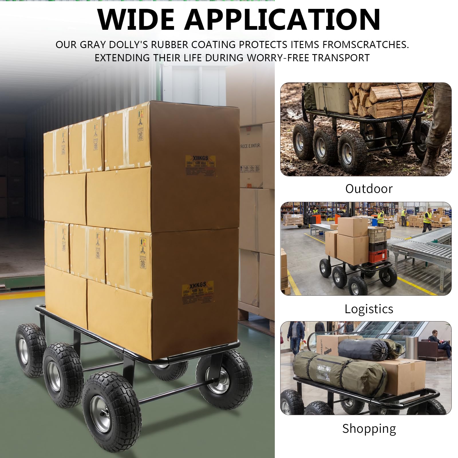 Maeklon 6 Wheel All Terrain Dolly, 800 Lbs Capacity Wheel Dolly, 36.6"×11.8" Heavy Duty Vehicle Dollies for Moving Cars, Trailers, SUV, Motorcycles and Boats