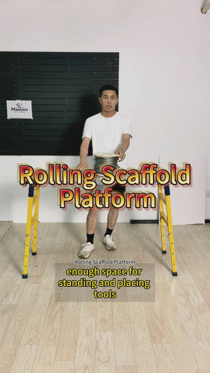 Scaffolding Work Platform with Wheels 47 x 14 in,1100 lb | Adjustable 20–35 In Height with Foldable Galvanize Steel Scaffold Platform For Painting, Construction, Maintenance