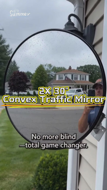 Maeklon 2 PCS 30" Convex Traffic Mirror, Curved Safety Traffic Road Driveway Mirror for Outdoor and Indoor, Driveway Security Mirrors for Garage, Retail Stores, Warehouses