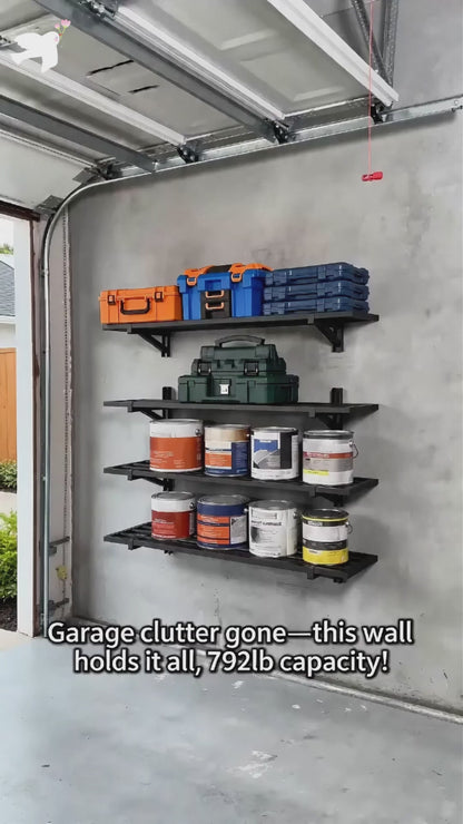 Maeklon 4 Pack 1.5 x 4ft Adjustable Garage Wall Shelving, Wall Mounted Wire Shelving Unit, 792lbs Load Capacity, Heavy Duty Storage Rack, Ideal for Warehouse, Garage, Black