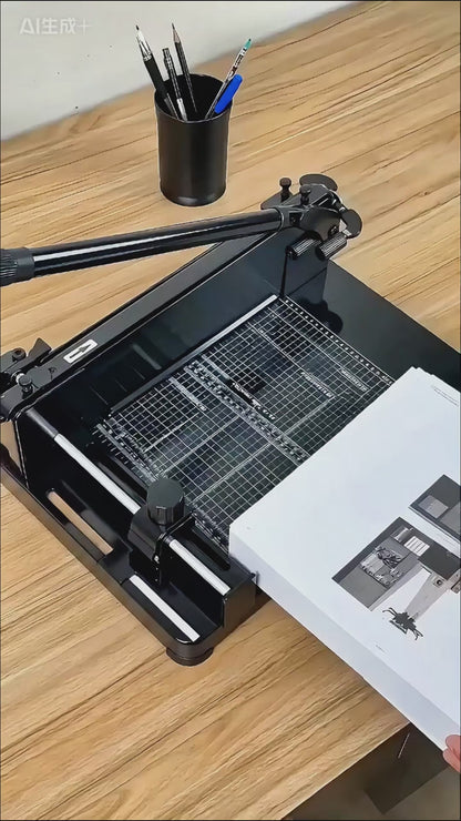 Maeklon 12" Heavy Duty Guillotine Paper Cutter, 400 Sheet Capacity Paper Cutter for A4 Paper, Steel Construction Stack Paper Trimmer for Office, Picture Shop and Home, Black