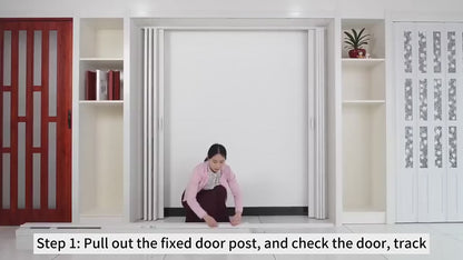 Maeklon 59 X 78 in PVC Accordion Door, Folding Accordion Doors, Bifold Portable Interior Folding Door with Mounting Hardware, Handle, for Closet Bathroom Doorways, White